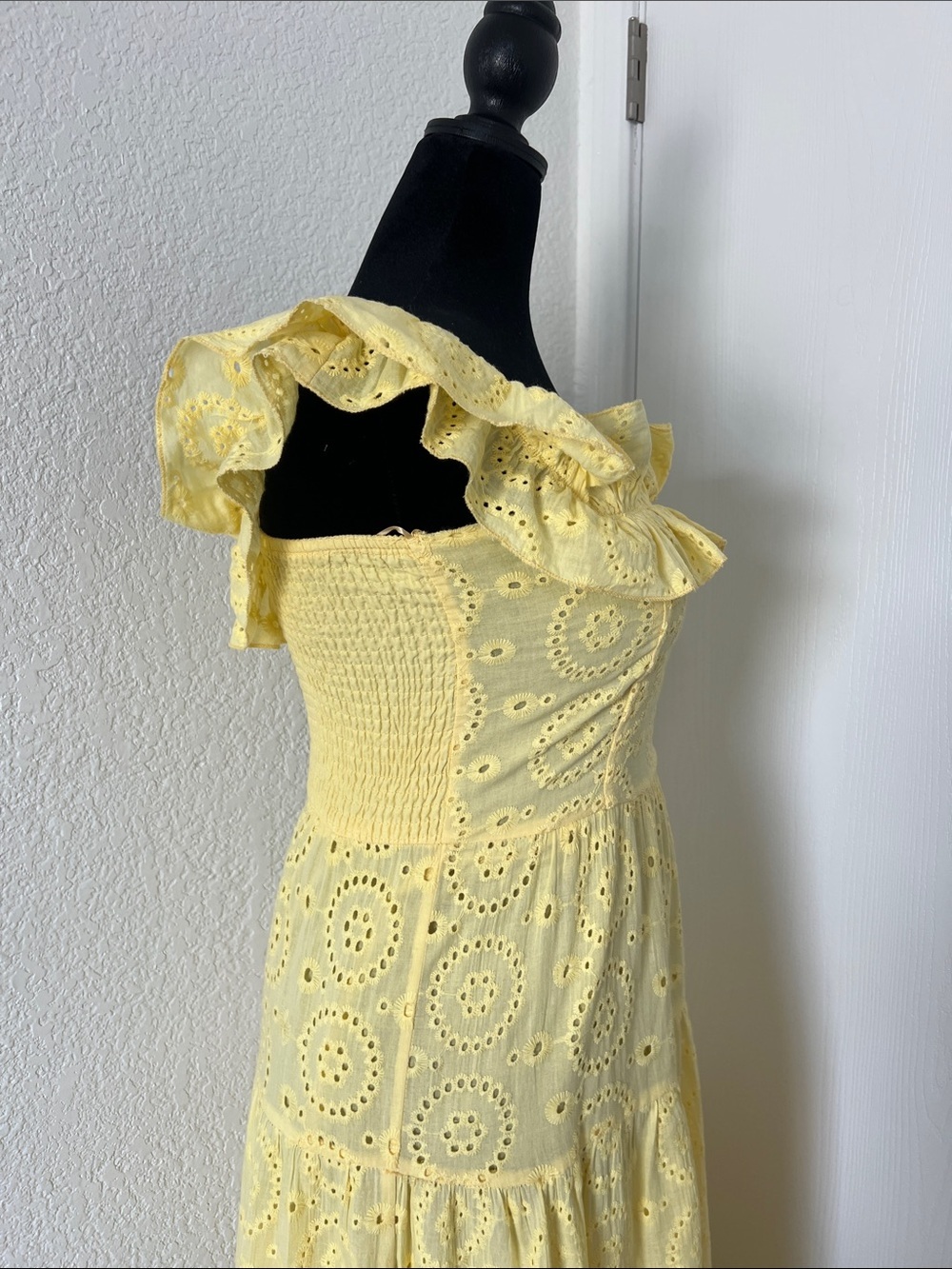 Fashion Nova Yellow Eyelet Ruffle Maxi Dress - Picture 4 of 11